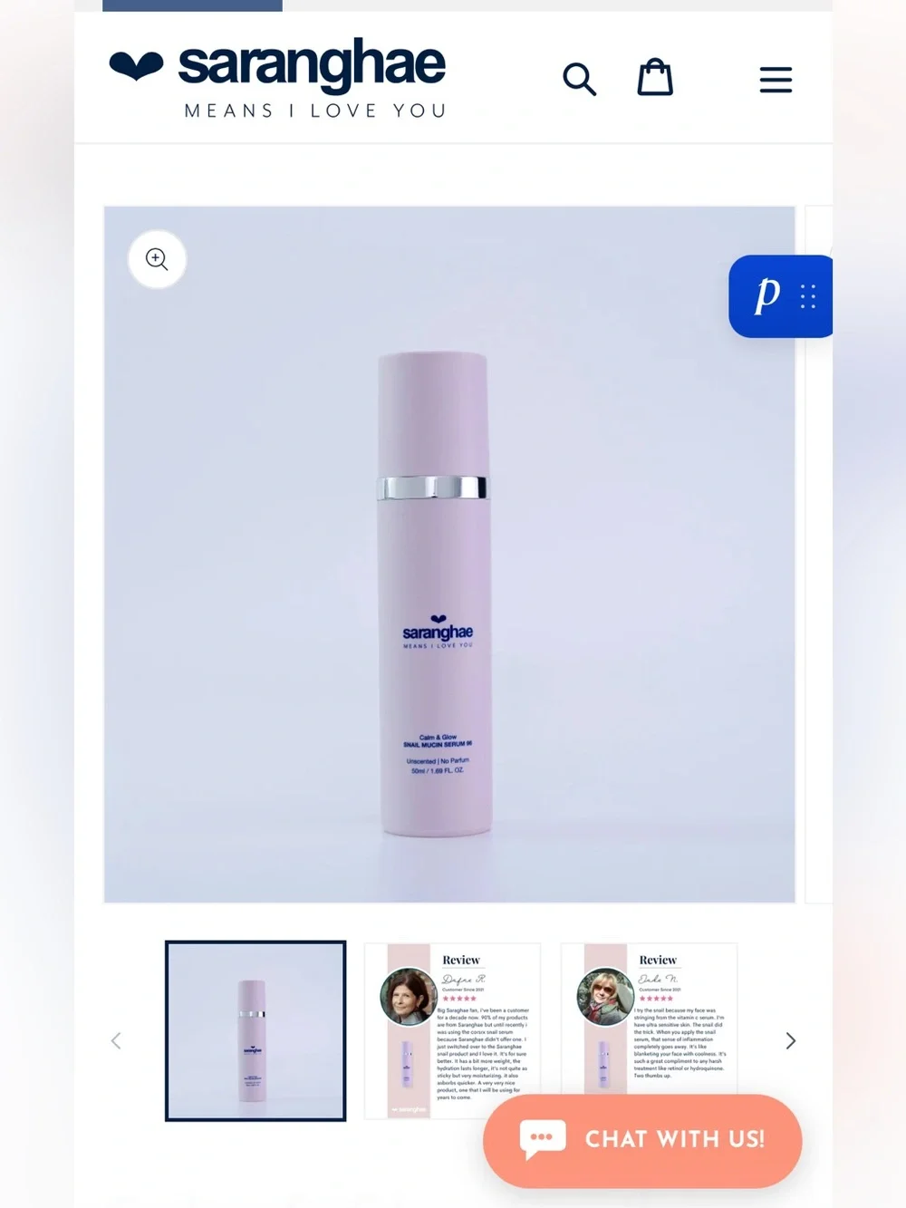 SARANGHAE BUNDLE CLEANSER AND CALM & GLOW SNAIL MUCIN FULL SIZE